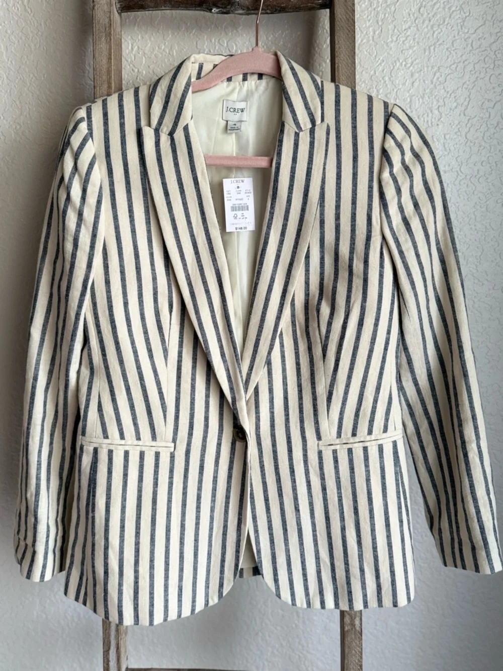J. Crew Cream & Navy Striped Blazer